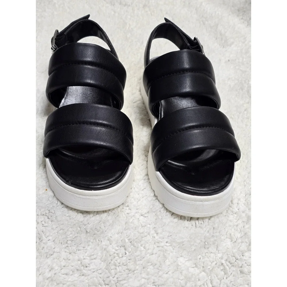 UGG‎ Ashton Slide Black Leather Puffy Platform Slingback Sandals 1124997 Mens 8